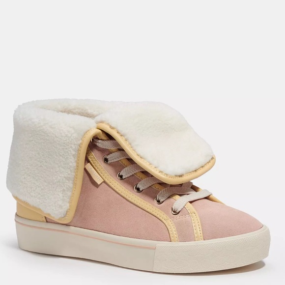 Coach Citysole Foldover High Top Platform Sneaker Vanilla Cream/Pale Blush shoes - Picture 1 of 10